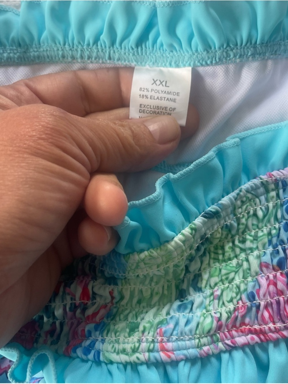 Women’s Aqua Smocked Tankini Top and Bottom $25 XXL Fits like 16 - 18. - Picture 2 of 9